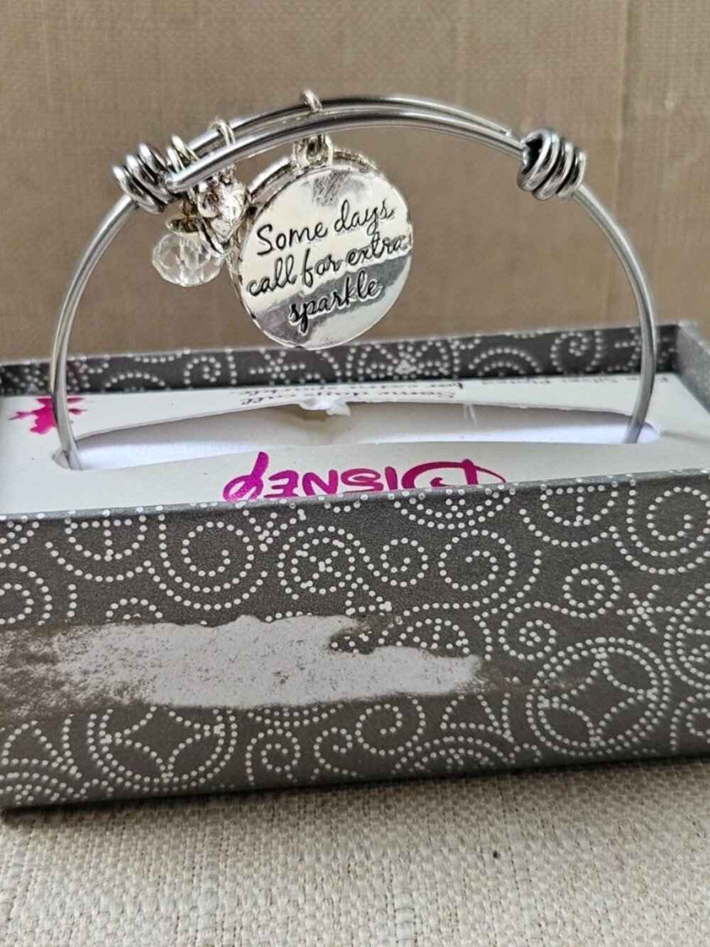 Disney Bracelet SOME DAYS CALL FOR EXTRA SPARKLE Silver Wrist Band New Defect